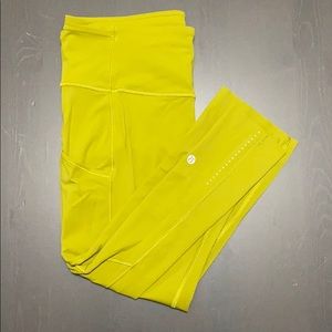 Lululemon Fast and Free 19” Golden Lime Sz 10 EUC